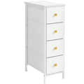 Fixwal Narrow Storage Cabinet, Dresser with 4 Drawers, Slim Fabric Dresser Storage Tower for Small Spaces, White Dresser with St