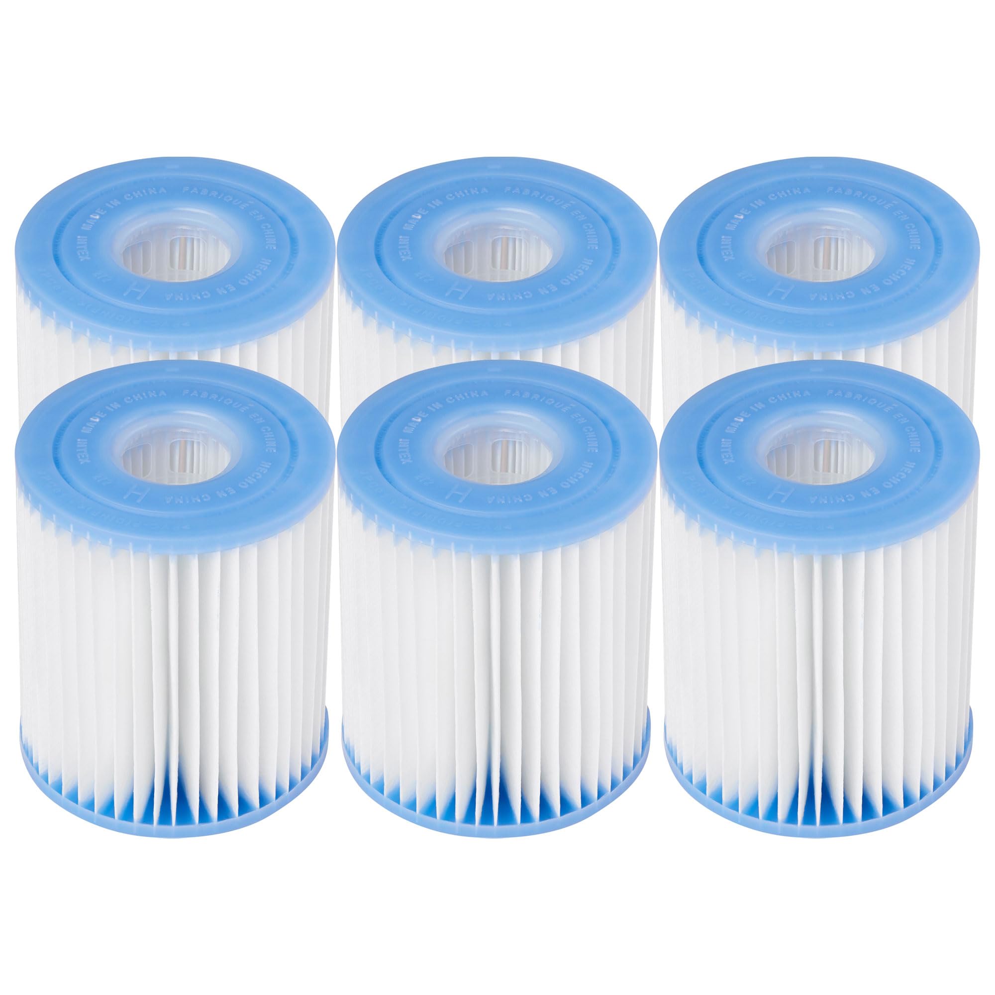 Intex 29007E Type H Pool Filter Cartridge: For Intex Filter Pumps - Easy-To-Clean - Dacron Paper - Efficient Filtration - 6 Pack