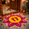 Lakshmi Charan Flower Rangoli Mat Faux Fur 24 Inch