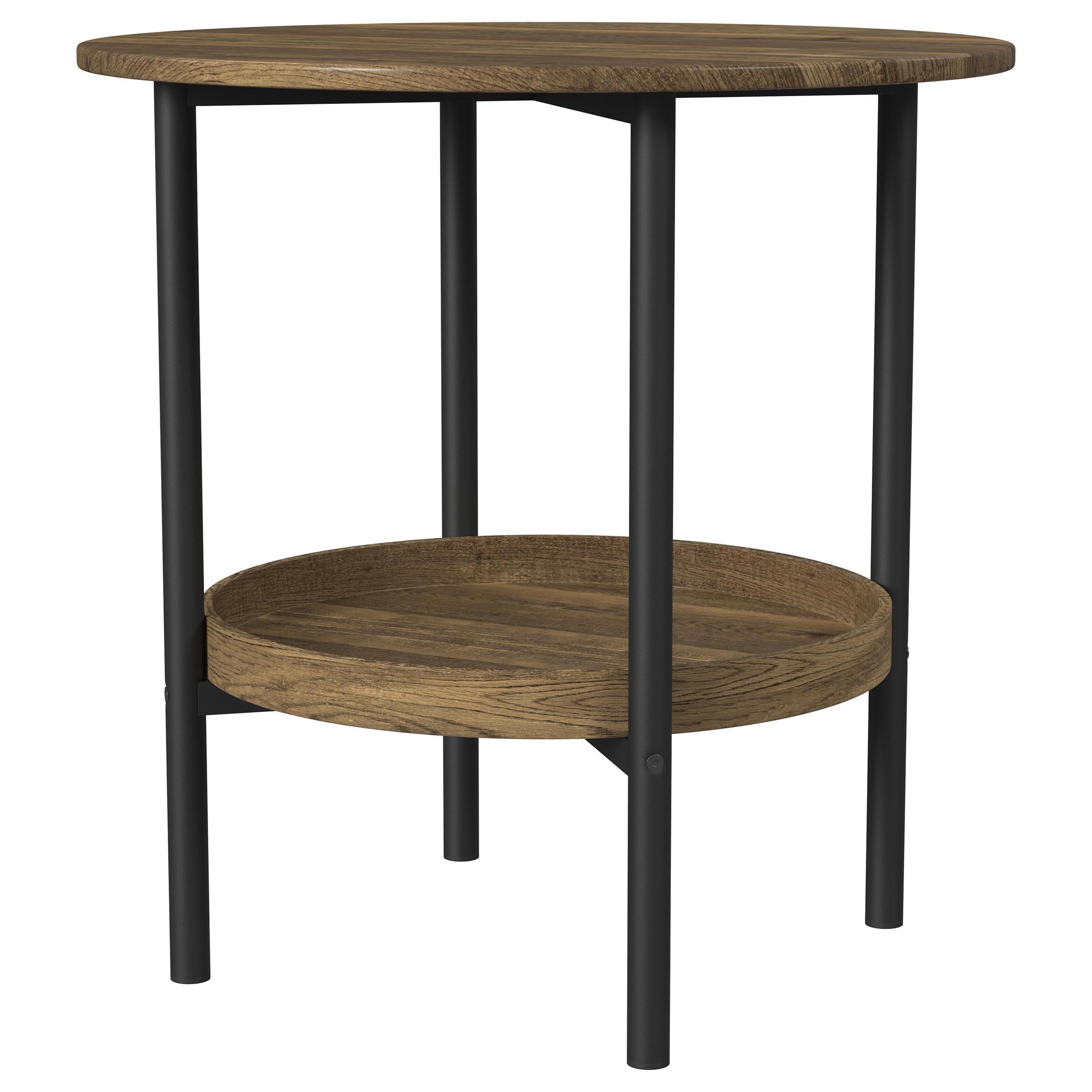 Coaster Home Furnishings Delfin Round Top End Table with Shelf Black and Brown