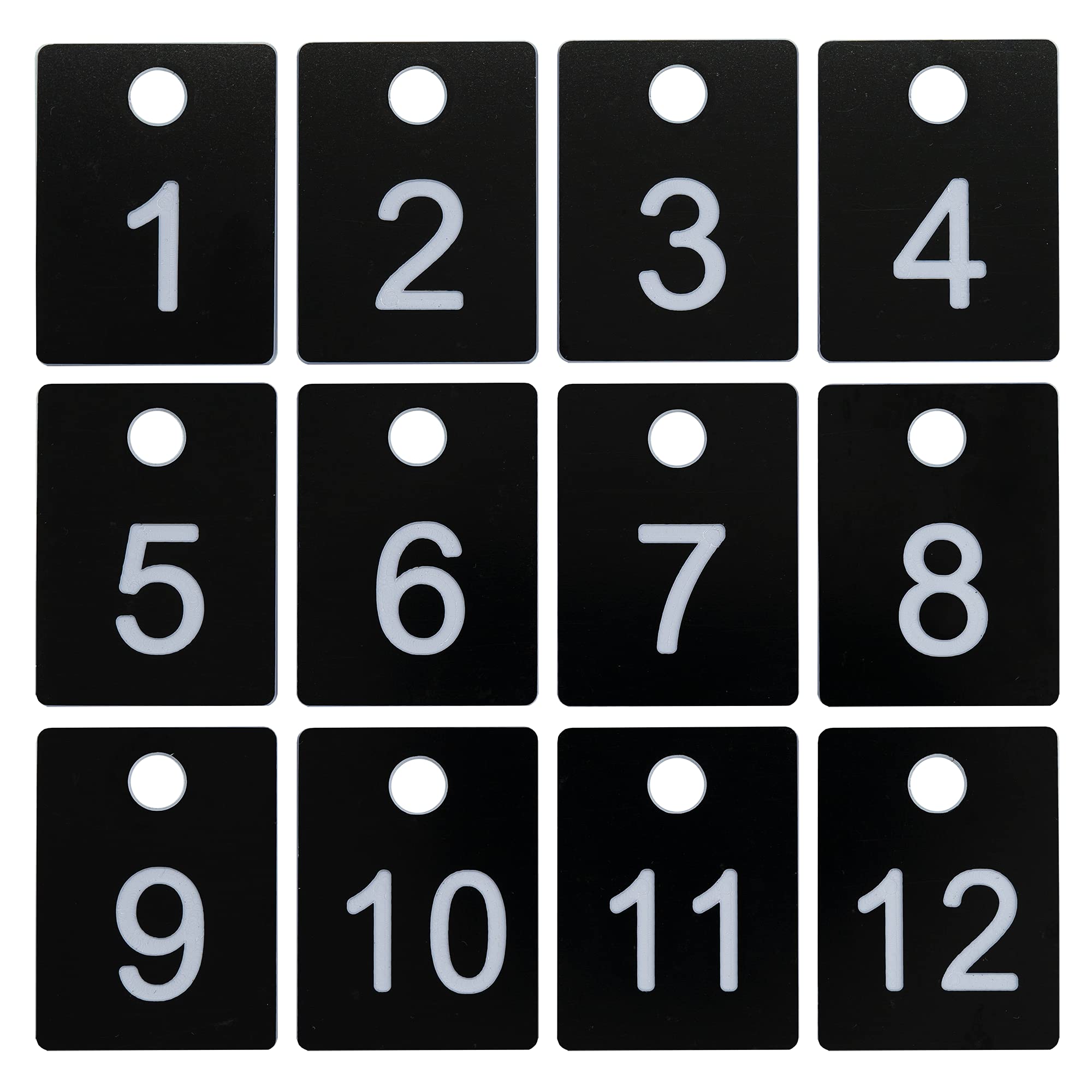 Staymax Abs Plastic Numbered Tags Rectangle Key Tags Id Tags Number Disc With Hole (1-50, Black)
