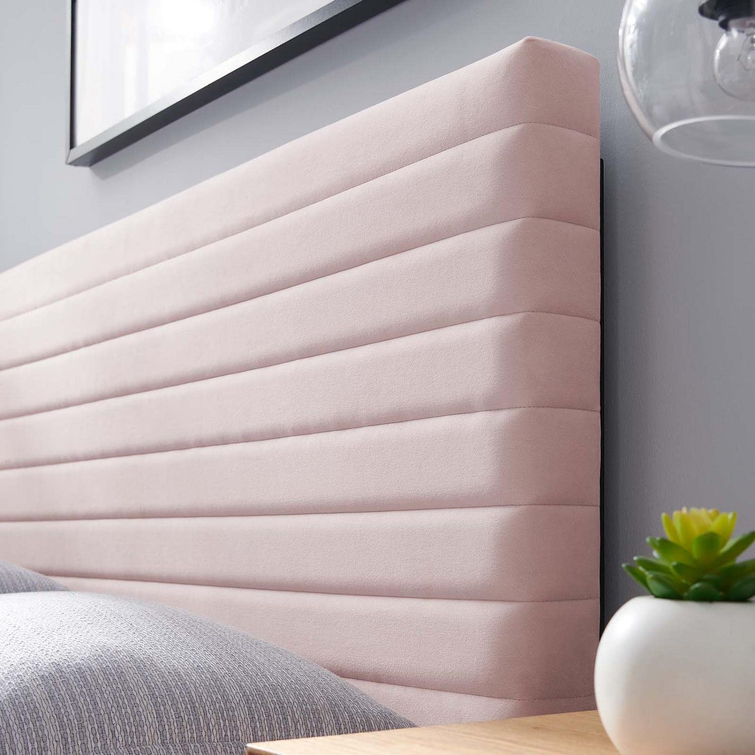 Modway Tranquil Modern Performance Velvet Twin Headboard In Pink