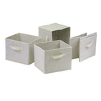 Winsome Wood Capri Wood 4 Section Storage Shelf with 4 Beige Fabric Foldable Baskets