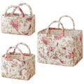 vctops 3 Packs Boho Quilted Storage Basket for Organizing, Floral Basket Organizer Gift Baskets with Handles, Storage Bins for T
