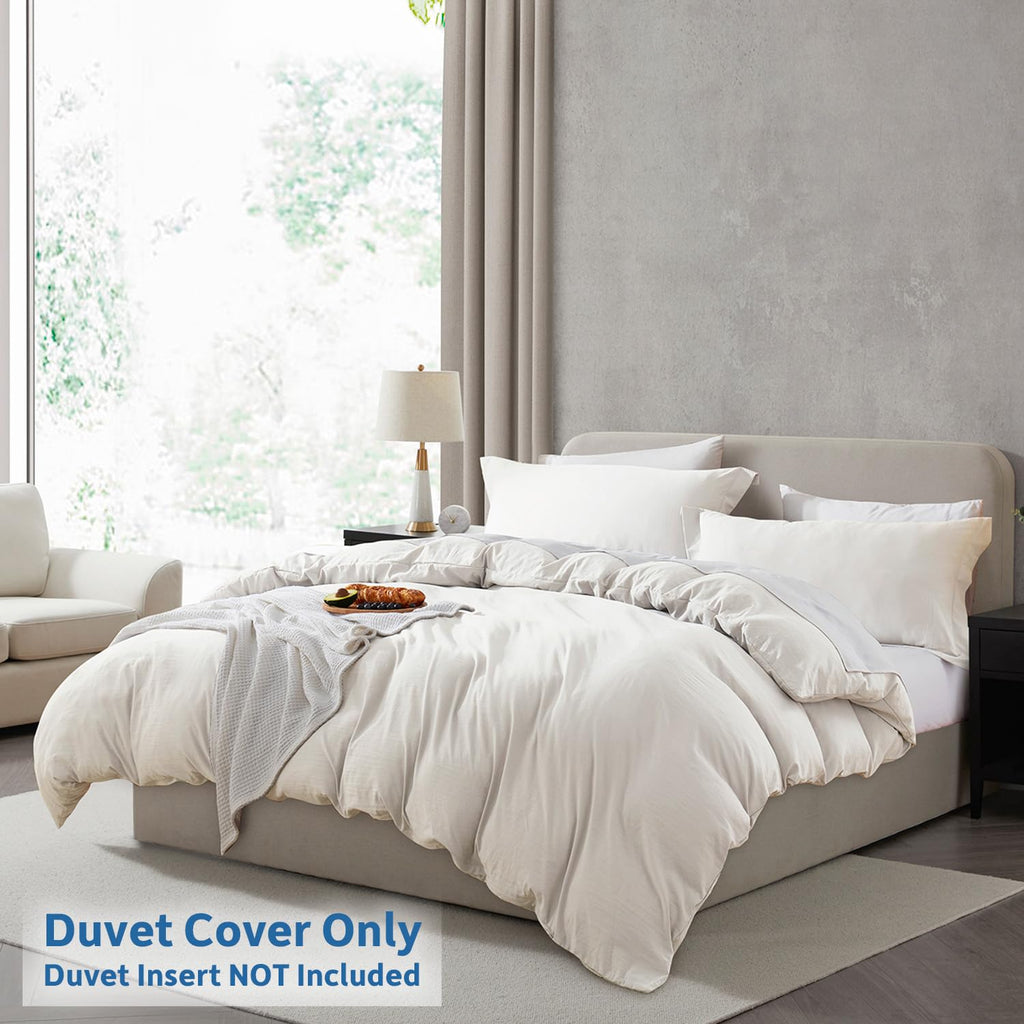 Nestl Off White Duvet Cover King Size - Soft Prewashed King Duvet Cover Set, 3 Piece, With Zipper Closure, 1 Duvet Cover 104X90 Inches And 2 Pillow Shams