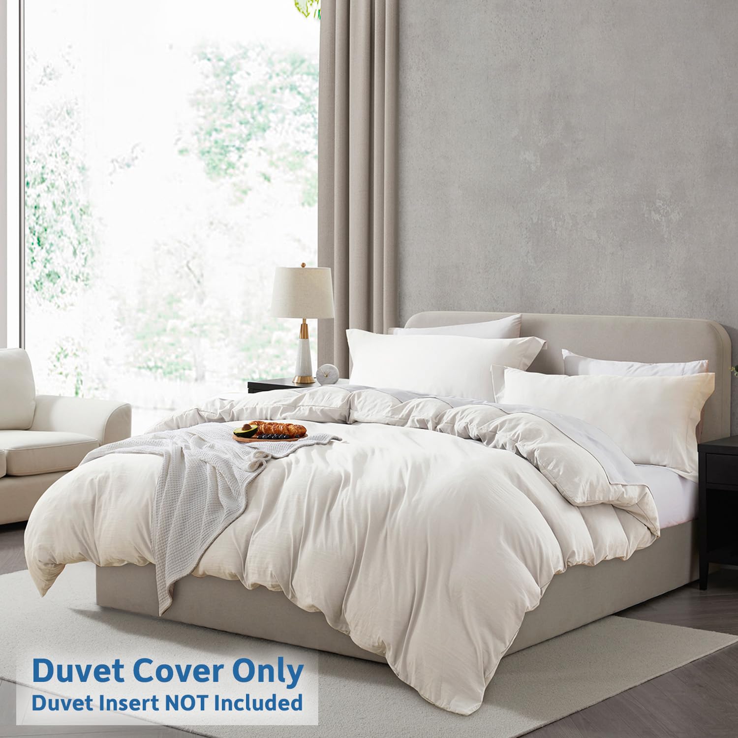 Nestl Twin Duvet Cover Set - Soft Prewashed Off White Duvet Cover Twin/Twin Xl, 2 Piece, With Zipper Closure, 1 Duvet Cover 68X90 Inches And 1 Pillow Sham