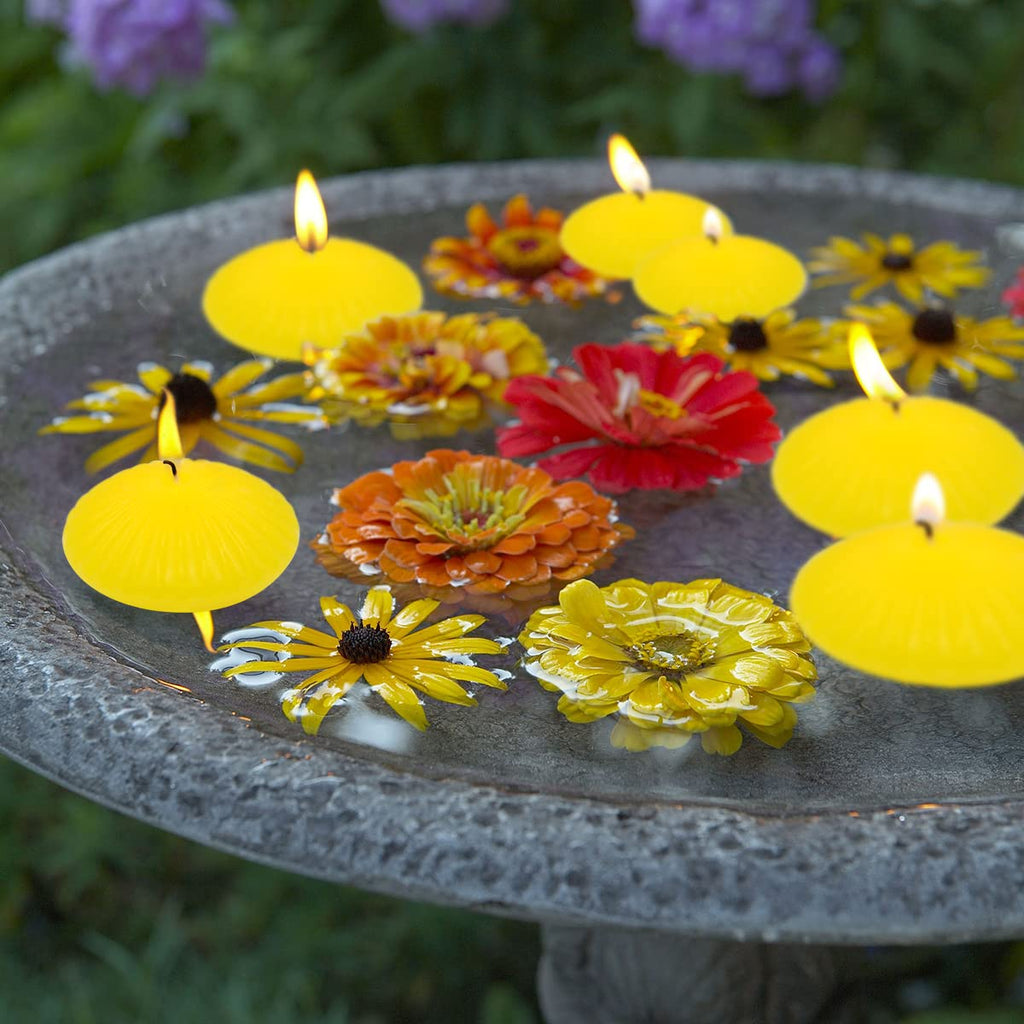 12 Pack 3 Inch Citronella Floating Candles For Summer, 10 Hour Yellow Dripless Tealight Candles For Cylinder Vases, Centerpieces