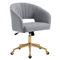 Home Office Chair Swivel Velvet Desk Chair Accent Armchair Upholstered Modern Tufted Chairs With Gold Base For Girls Women Ergonomic Study Seat Computer Task Stools For Living Room(Light Gray)