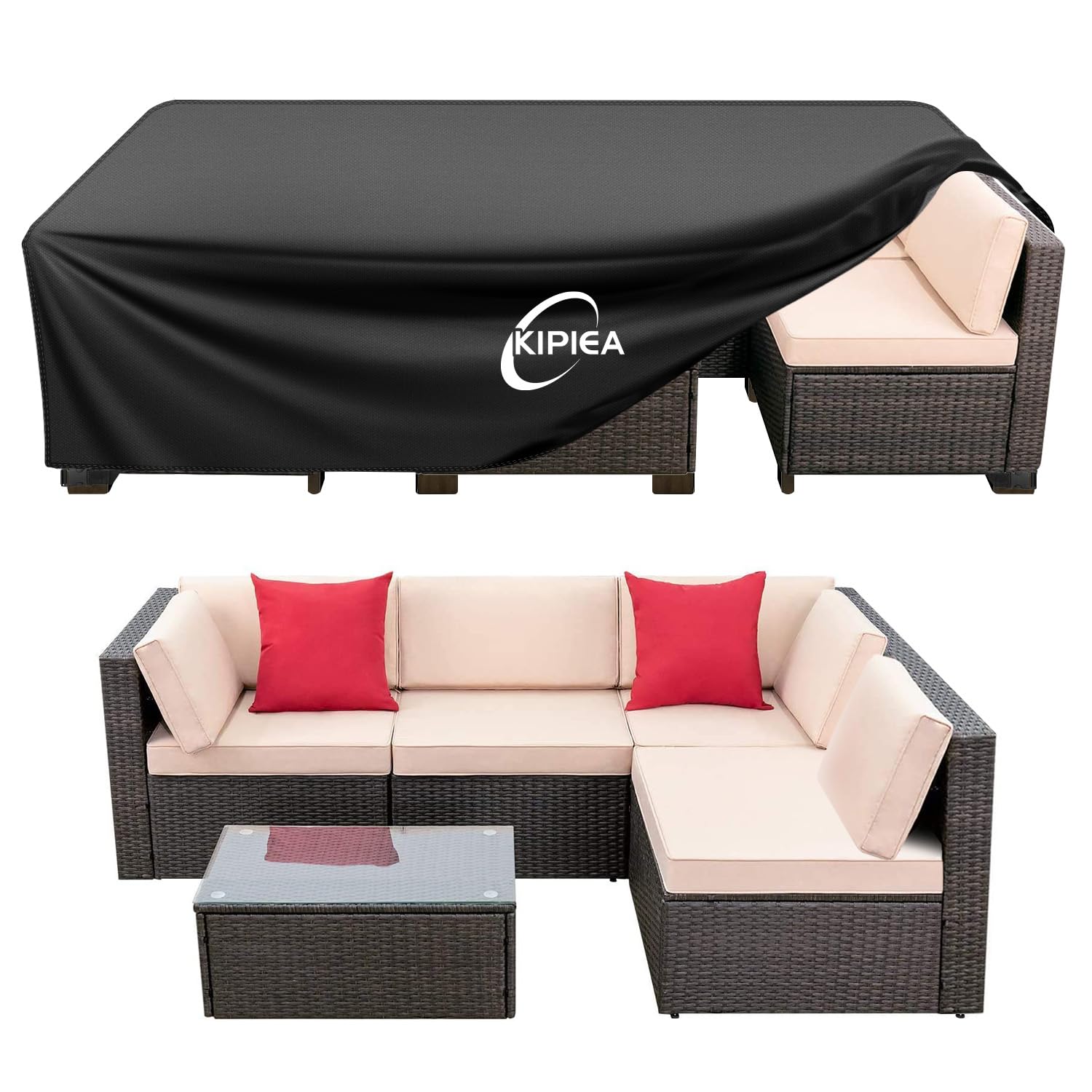 Kipiea Outdoor Furniture Covers Waterproof, 420D Heavy-Duty Patio Furniture Set Covers, No Tears Anti Uv No Fading (74' L  74'