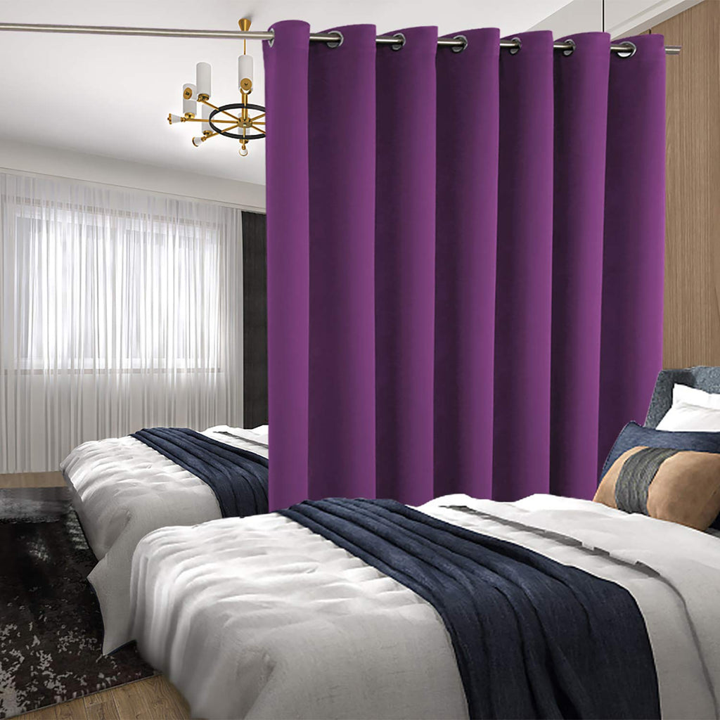 Bgment Fashion Sliding Door Curtain 100 X 96 Inches, Wide Thermal Blackout Curtains Room Darkening Room Divider Window Curtain, 1 Panel, Purple, 96 Length X Wide 100