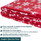 Pavilia Christmas Throw Blanket | Red Snowflake Christmas Fleece Blanket | Soft, Plush, Warm Winter Cabin Throw, 50X60 (Red/Whit