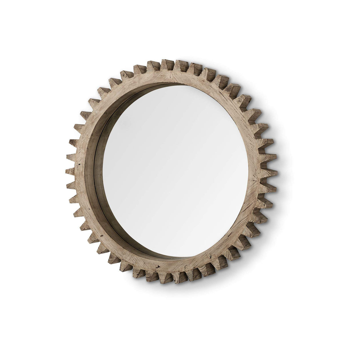 HomeRoots Natural Brown 35' Round Natural Wood Frame Wall Mirror