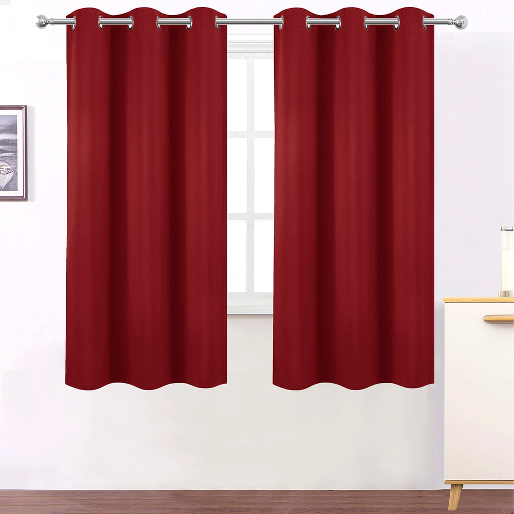 Lemomo Red Curtains 40 X 63 Inch Length 100% Blackout Curtains 2 Panels With Black Liner/Double Layer Full Room Darkening Curtai