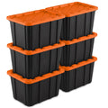 Sterilite 6 Pack 27 Gal Industrial Storage Tote with Snap Fit Lids, Orange