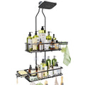 Skyapex Shower Caddy Hanging: Adjustable Height No Blocking to Shower Head - Black Shower Caddy Over Showerhead Shower Organizer