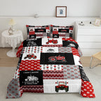Feelyou Cartoon Tractor Comforter Set Farm Tractor Down Duvet for Kids Boys Toddler Vehicle Truck Bedding Set Harvester Excavato