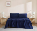 Linen Closet Luxury Cotton 144 Thread Count Organic Cotton 3-Piece Sheet Set,Twin, Navy