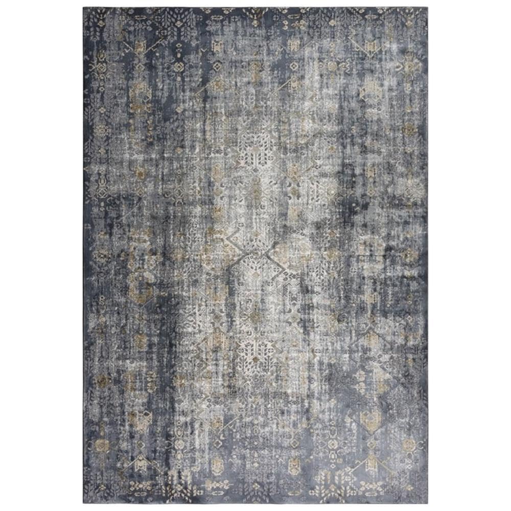 Spring 5'3&quot; X 7'6&quot; Abstract Gold/Charcoal/Black/Gray/Brown Power-Loom Area Rug