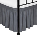 Biscaynebay Wrap Around Bed Skirts With Split Corners For King Beds 15' Drop, Dark Grey Adjustable Elastic Dust Ruffles Easy Fi