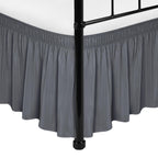 Biscaynebay Wrap Around Bed Skirts With Split Corners For Queen Beds 18' Drop, Dark Grey Elastic Dust Ruffles Easy Fit Wrinkle & Fade Resistant Silky Luxurious Fabric Solid Machine Washable