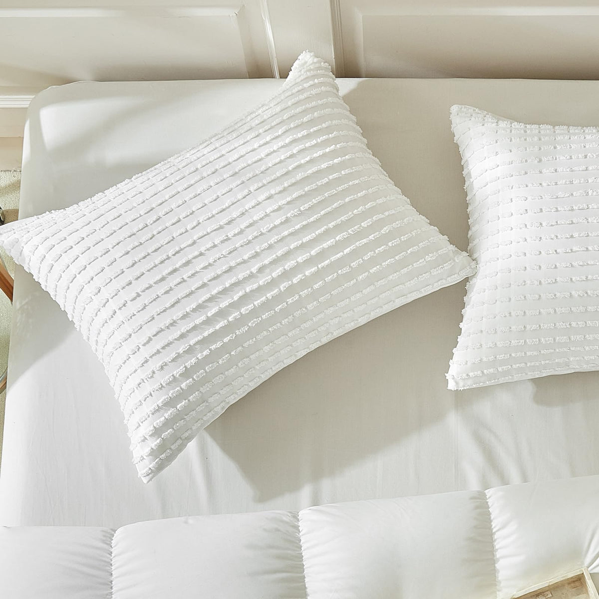 Warmdern White Pillow Covers King Pillow Cases Soft Microfiber Pillow Cases Set Of 2 Boho Textured Pillowcase With Envelope Clos