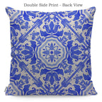 Wondertify Throw Pillow Case Cover Portuguese Azulejo Tiles Talavera Geo Mexican Blue And White Gorgeous Design Soft Linen Pillow Case For Decorative Bedroom/Livingroom/Sofa Cushion Covers 18X18 Inch