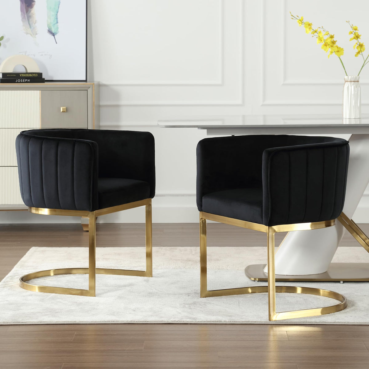 Lzareal Upholstered Comfy Dining Chairs Set Of 2 Kitchen And Dining Room Chairs With Arms Mid Century Modern Dining Chair With G