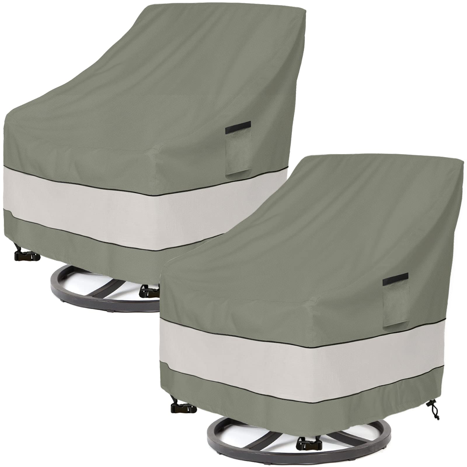 Outdoor Swivel Lounge Chair Cover 2 Pack,Waterproof 100% Outdoor Patio Chair Covers,30W X 34 D X 38.5 H Inches,Outside Furniture Lounge Deep Seat Cover -Grayish Green