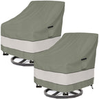 Aacabo Outdoor Swivel Lounge Chair Cover 2 Pack,Waterproof 100% Outdoor Patio Chair Covers,35W X 37 D X 38.5 H Inches,Outside Furniture Lounge Deep Seat Cover -Grayish Green