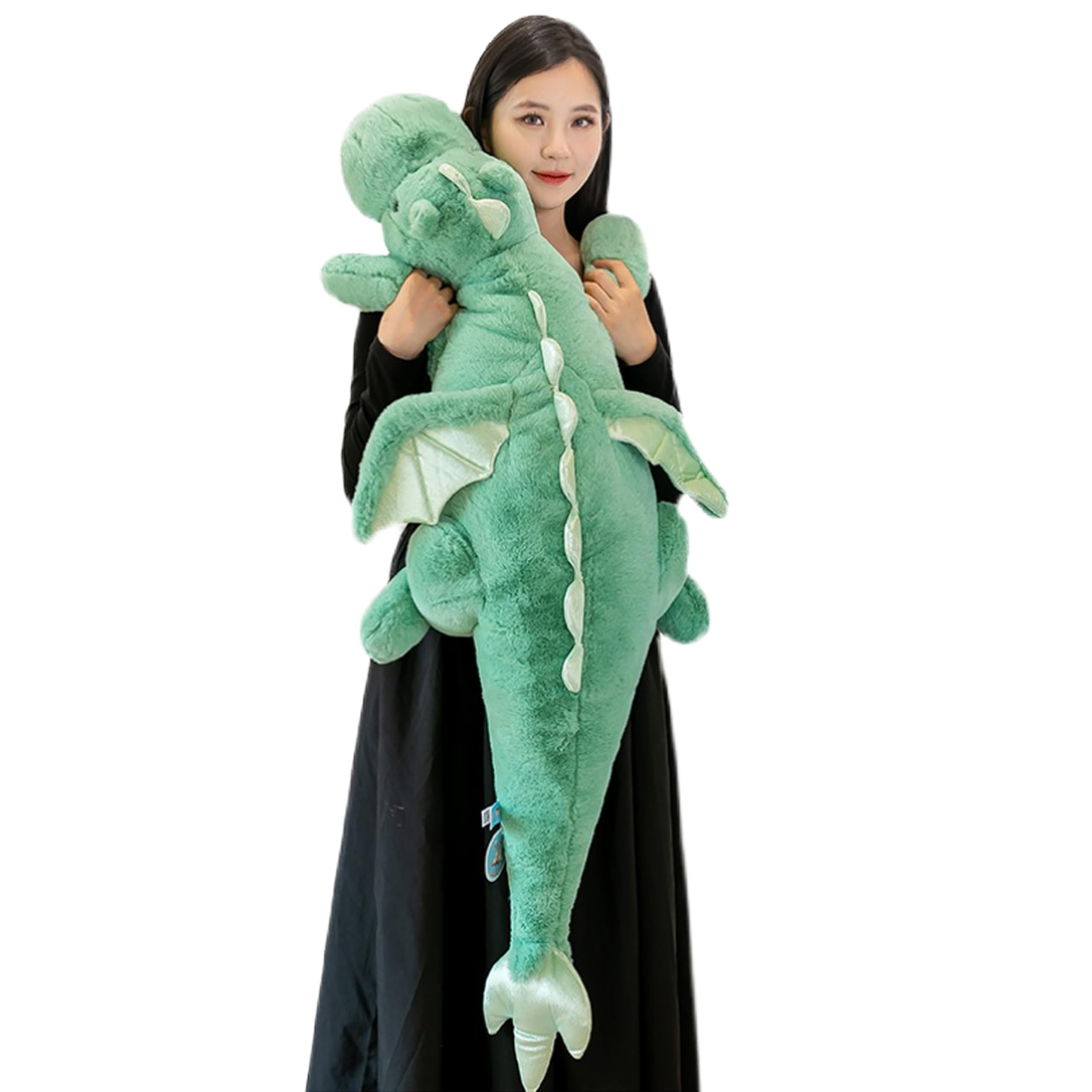 Arelux Large 52In 3Lb Dragon Stuffed Animals Cute Plush Toy Giant Fuzzy Dinosaur Pillow Plushies With Wings Cuddly Soft Green Pt