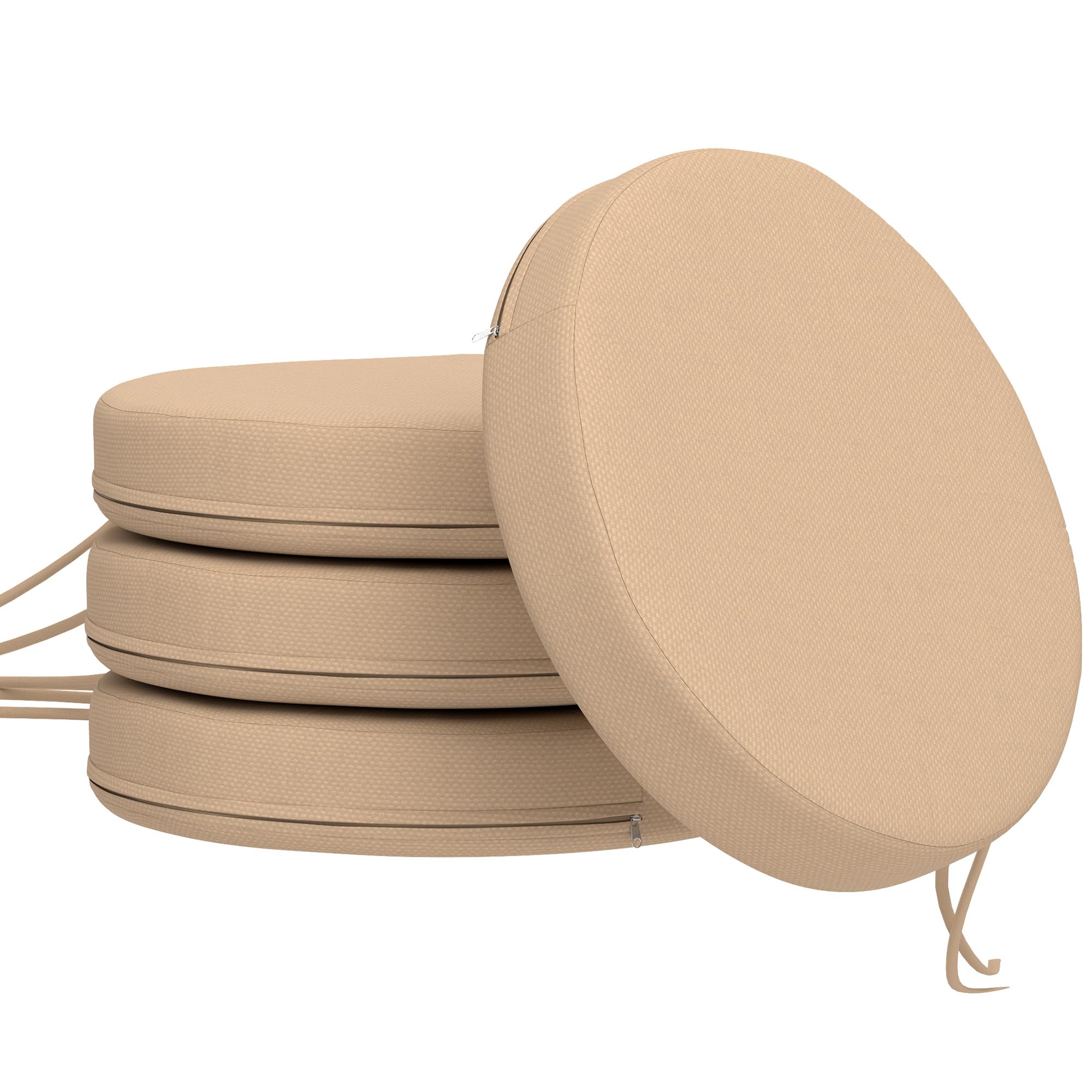 Outsunny Outdoor Bistro Chair Cushions Set Of 4 With Machine Washable Cover, 15' X 15' X 3' Thick Round Seat Cushions For Pat