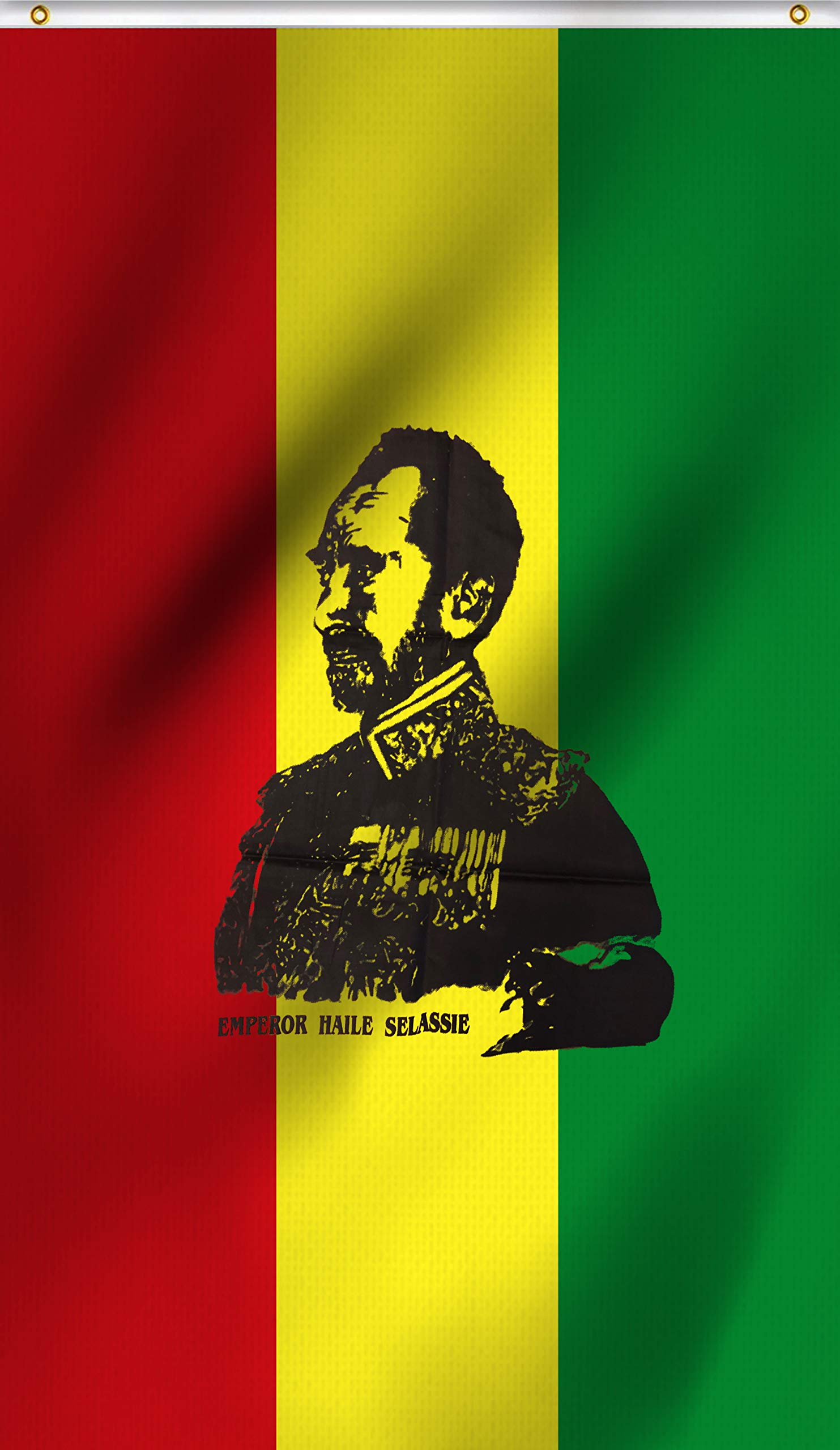 Dmse Ethiopia Emperor Haile Selassie Flag 3X5 Ft Foot 100% Polyester 100D Flag Uv Resistant (3' X 5' Ft Foot)