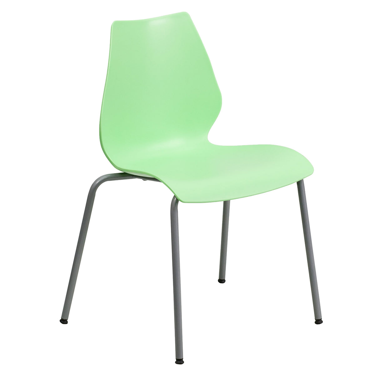 Flash Furniture HERCULES Series 770 lb. Capacity Green Stack Chair with Lumbar Support and Silver Frame