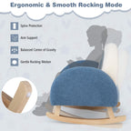 Honey Joy Toddler Rocking Chair, Kids Rocker Chair With Solid Wood Frame & Plush Fabric, Kids Furniture Sofa W/Anti-Tipping Design, Toddler Couch For Kids Room, Playroom, Nursery, Bedroom (Blue)