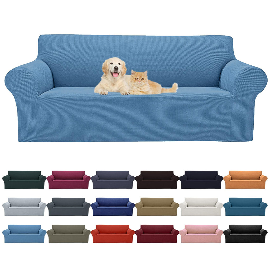 2025 New Stretch Sofa Slipcovers Couch Cover For 3 Cushion Furniture Protector Sofa Covers With Elastic Bottom Jacquard Fabric Small Checks For Pets, Kids -Sofa, Riverside