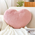 Xvtru Dusty Pink Heart Pillows, Cute Heart Decorative Pillow, Heart Shaped Throw Pillows For Bed, Faux Rabbit Fur Plush Hoom Dec
