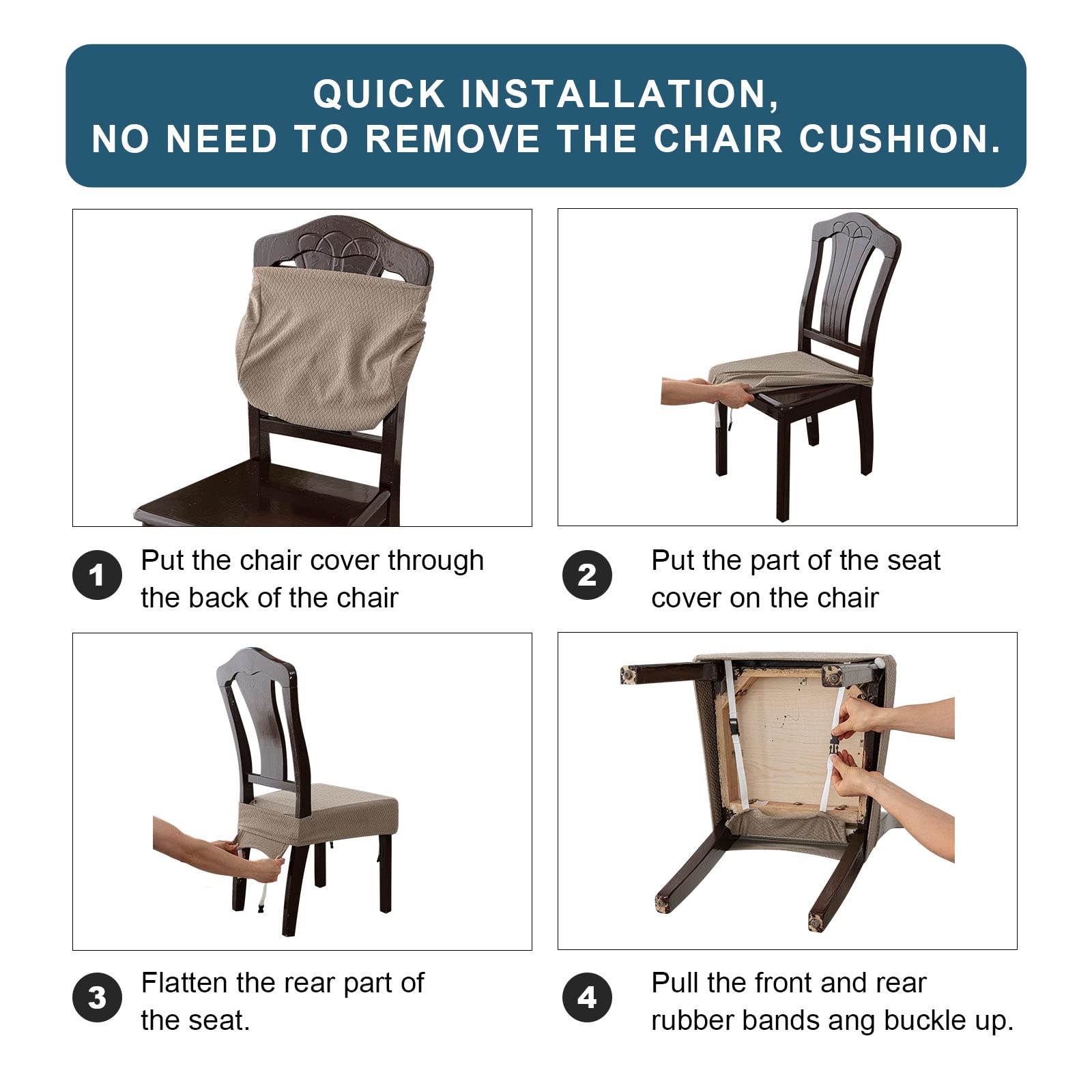 Genina Waterproof Seat Covers For Dining Room Chair Covers Waterproof Dining Chair Covers (2 Pcs-Rear-Covered, White)