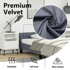 vidaXL Velvet Bed Frame Platform Bed, Scandinavian Style/Slats Support/No Box Spring Needed/Without Mattress/Easy Assembly, Dark Grey Twin XL Bed