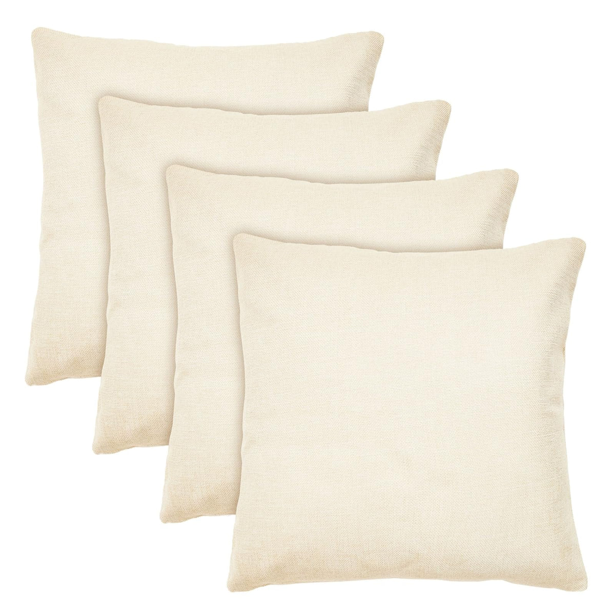 Juvale 4 Pack Of Canvas Throw Pillow Covers, 17X17 Blank Pillow Cases (Cream Color, Cotton Material)
