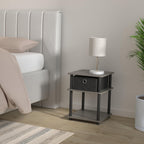 Furinno Turn-N-Tube 3-Tier End Table, French Oak Grey/Black/Black,18063GYW/BK/BK