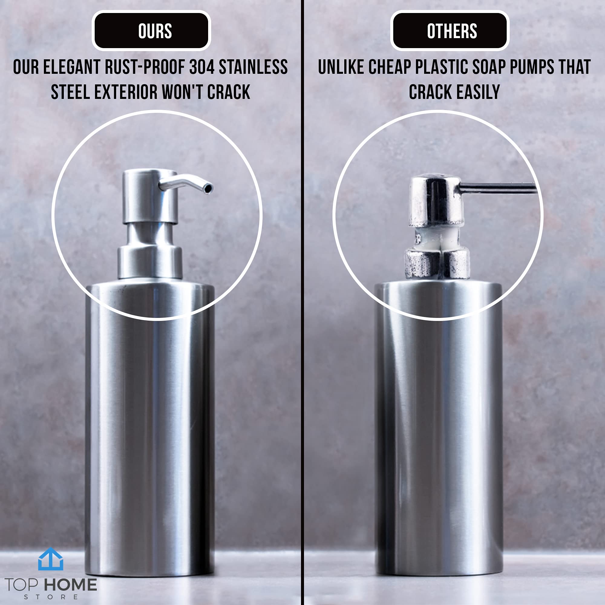 Bathroom Countertop Soap Dispensers (Brushed Nickel, 2 Pack)
