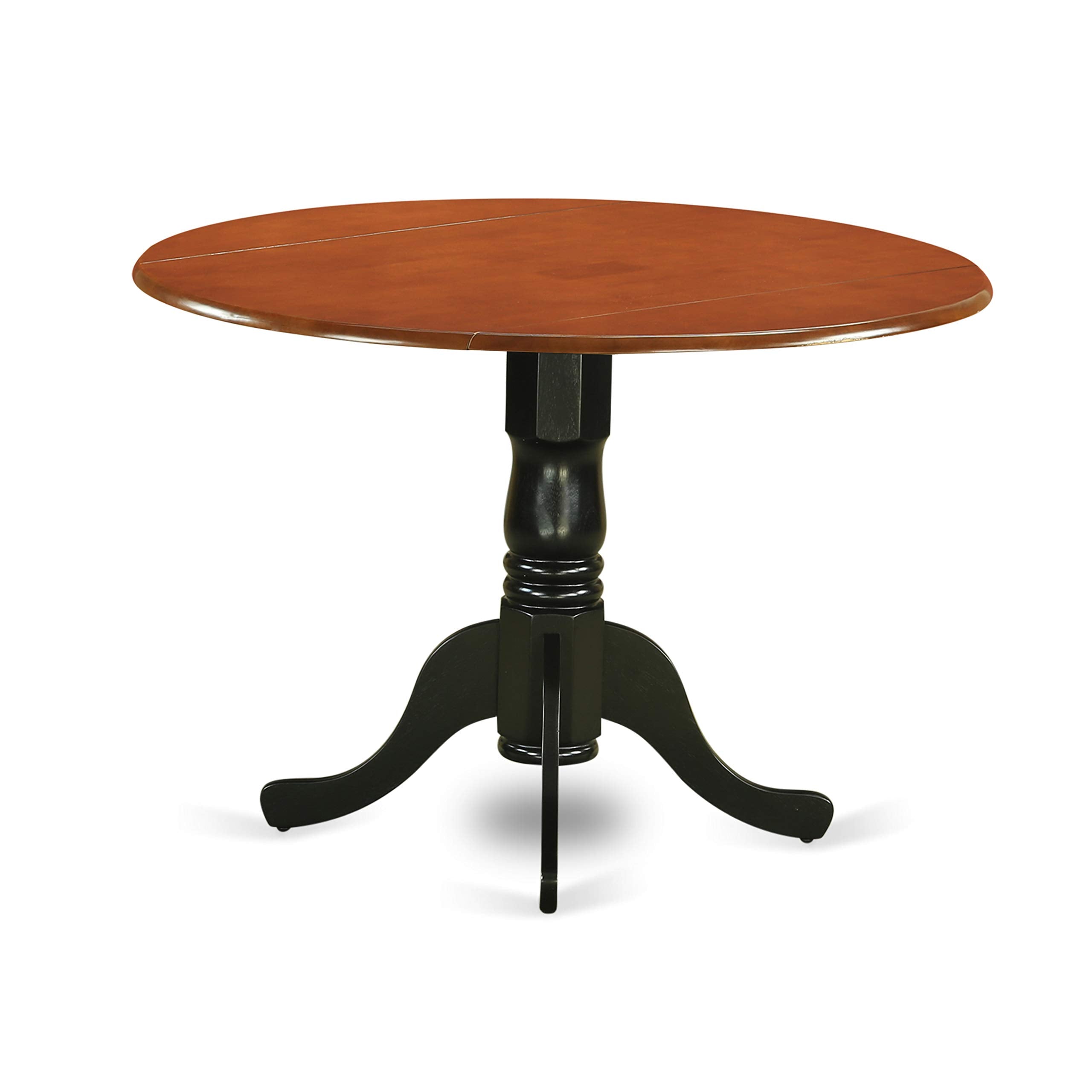 East West Furniture DLAN3-BCH-W 3 Piece Dinette Set for Small Spaces Contains a Round Dining Table with Dropleaf and 2 Dining Chairs, 42x42 Inch, Black & Cherry