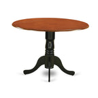 East West Furniture Dublin 3 Piece Set Contains a Round Dining Table with Dropleaf and 2 Kitchen Chairs, 42x42 Inch, Black & Cherry