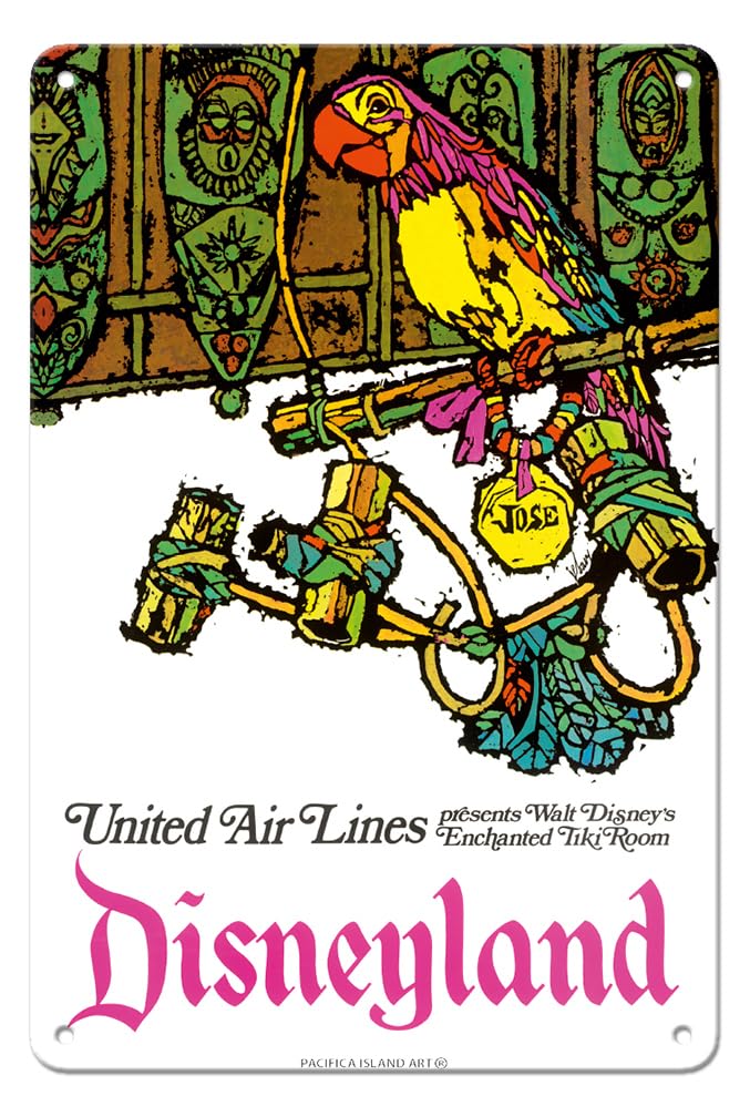 Pacifica Island Art Disneyland - Enchanted Tiki Room - Jos   the Mexican Macaw - United Air Lines - Vintage Airline Travel Poste