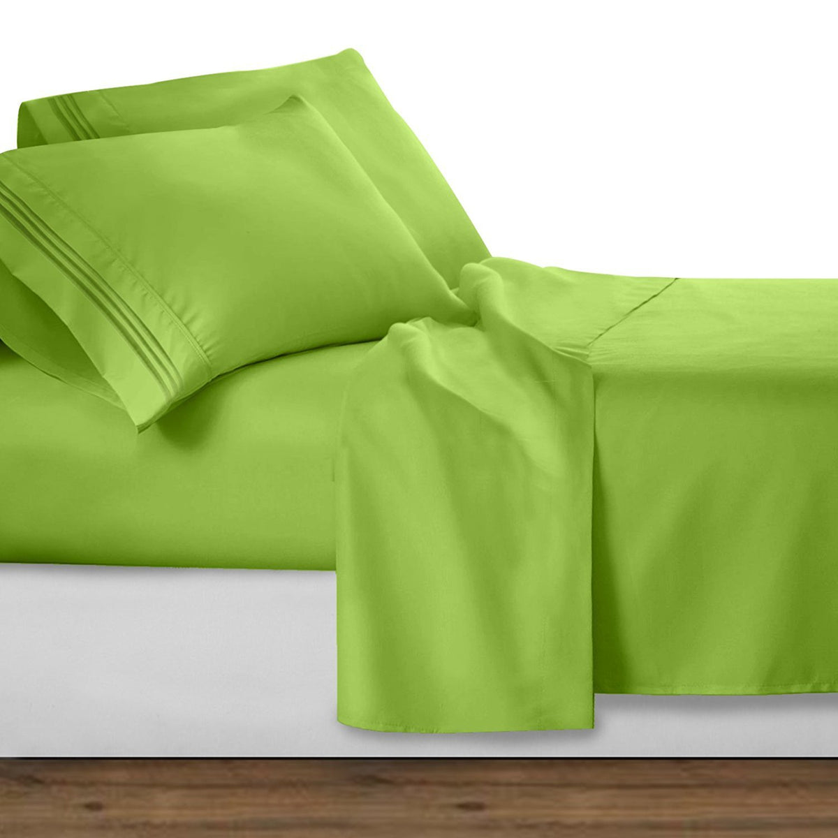 Clara Clark Bed Sheets, Premier 1800 Series 4 Piece Bed Sheet Set, Deep Pocket, Wrinkle, Fade, Stain Resistant, Luxury Soft Bedding Sheets & Pillowcases, California King, Garden Green