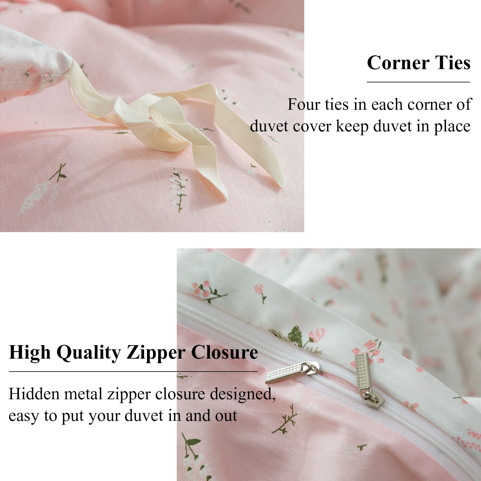 Eavd Vintage Floral Duvet Cover Full Size Cotton Girls Garden Pink Floral Bedding Sets Fulll Aesthetic Floral Comforter Cover Wi