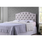 Baxton Studio Myra Modern and Contemporary Fabric Upholstered Button-Tufted Scalloped Headboard Grey/Twin