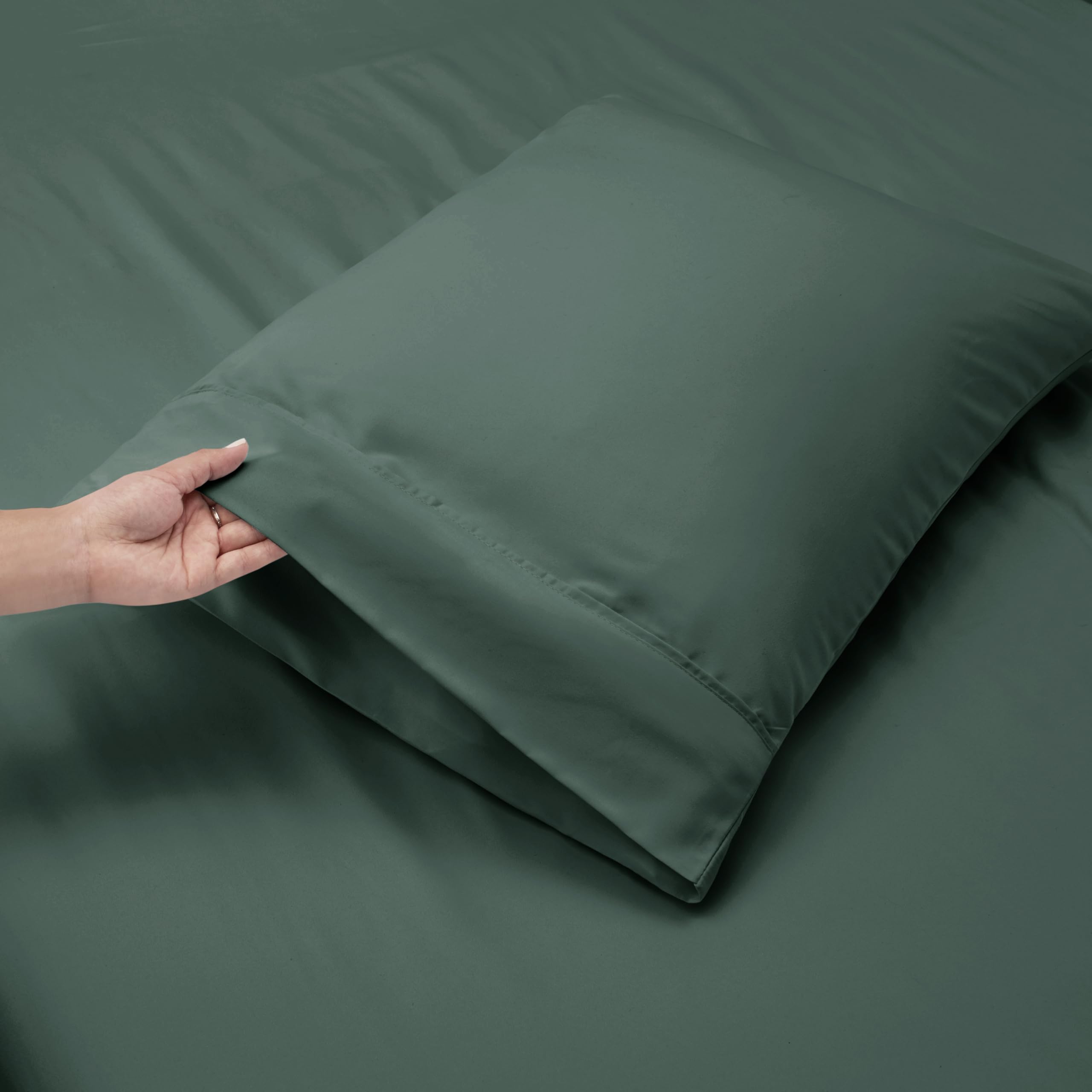 Nestl Extra Deep Pocket Sheets - Fits Mattress 18-24 Inches Deep, Extra Deep Pocket Twin Xl Sheets Sets, 3 Piece Twin Xl Size Sheets, Twin Xl Sheets Deep Pocket, Forest Green Sheets