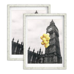 BSRHOME 12X16 Photo Frames Set of 2, Rustic White picture frame Display Pictures 11x14 with Mat or 12x16 Without Mat for Tableto