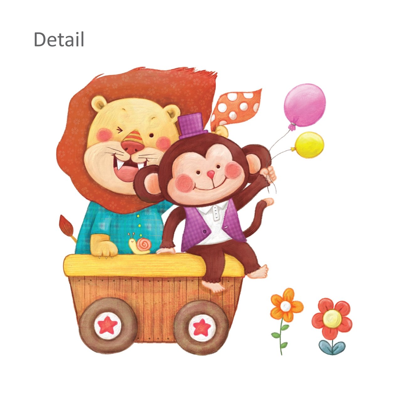 Decowall Ds-8006P8024 Animal Train And Hot Air Balloons Kids Wall Stickers Wall Decals Peel And Stick Removable Wall Stickers Fo